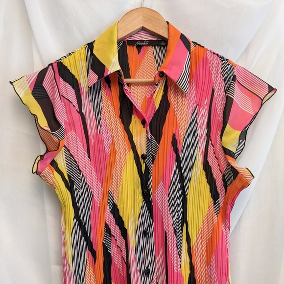 2000's pleated abstract blouse - Picture 4 of 6